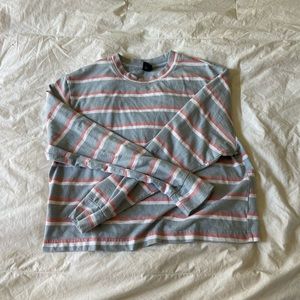 Cropped long sleeved shirt white and pink stripes